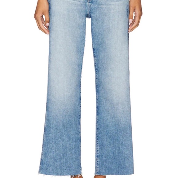AG Saige Light Denim Wide Leg Cropped Raw Edge Jeans Size 28 - Picture 2 of 13